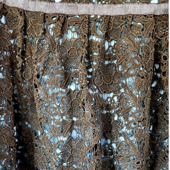 Sundance Black Eyelet Lace Overlay Blue Midi Skirt Size 6 - Picture 4 of 6